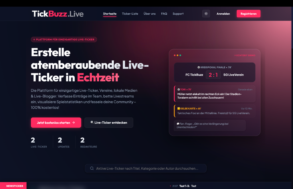 TickBuzz.Live Platform Screenshot
