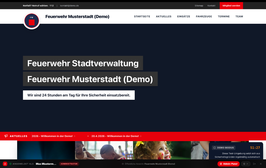 Webeinsatz.de Public Portal Screenshot